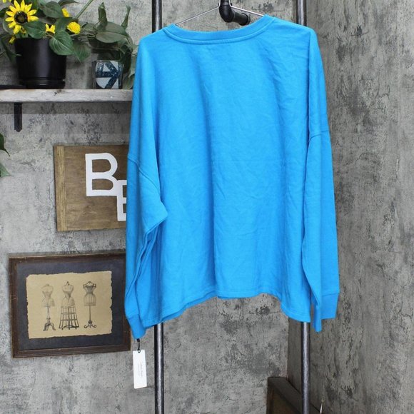 NWT Calvin Klein Size Logo Fleece Crewneck Sweatshirt PF2X2356 3X Atomic Blue - Picture 3 of 6